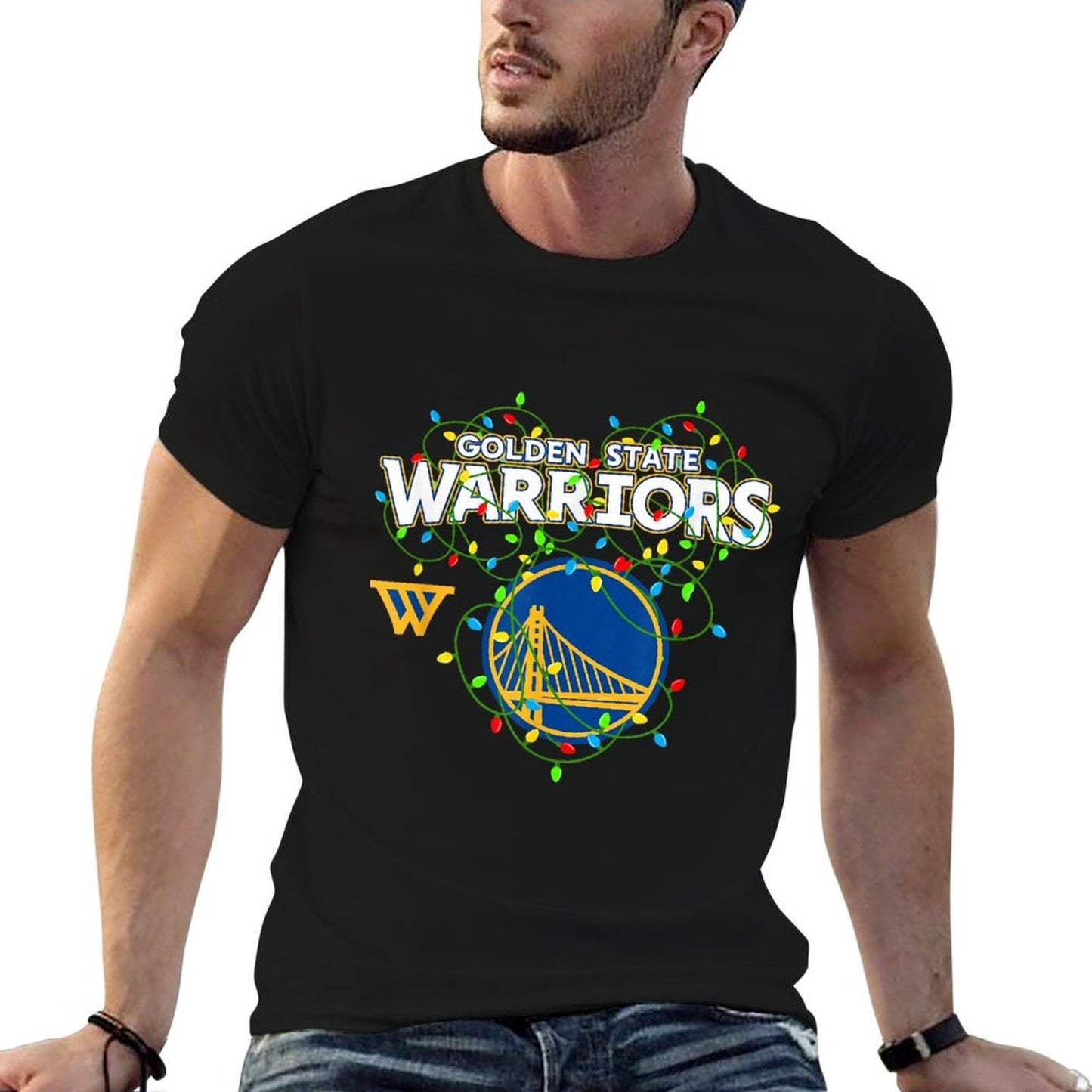 NBA Golden State Warriors Christmas Tangled Lights  Relaxed-fit T-Shirt
