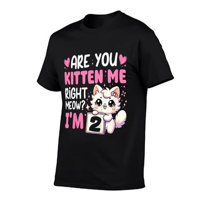 Kids 2nd Birthday Girl 2yr Two 2 Year Old Kitten Cat Bday  Summer-ready Fabric T-Shirt