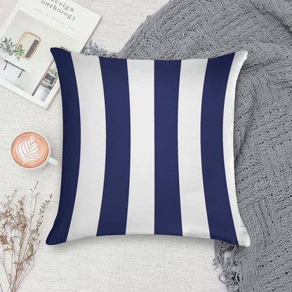 Navy Blue And White Stripes, Vertical Awning Stripes Soft Skin-Friendly Throw Pillow