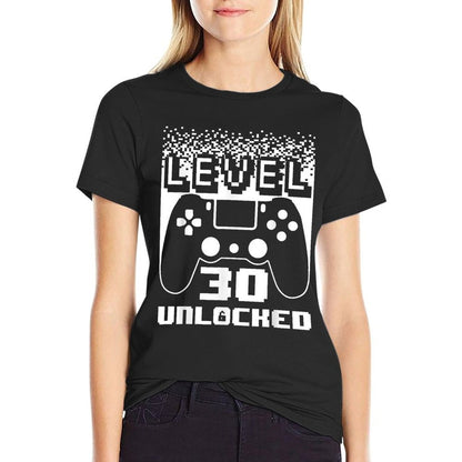 30th Birthday For Men Level 30 Unlocked Gamer 30 Year Old  Trendy Pattern T-Shirt