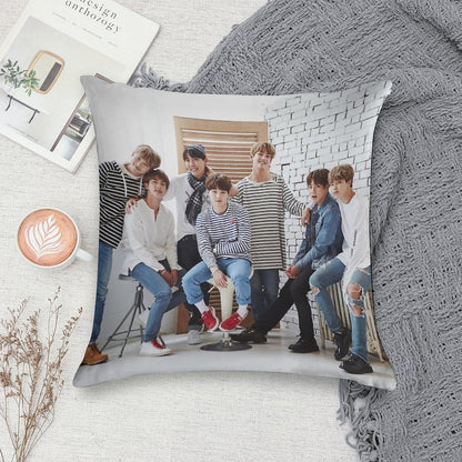 BANGTAN BOYS OT 7 Soft Bedroom Essential Throw Pillow