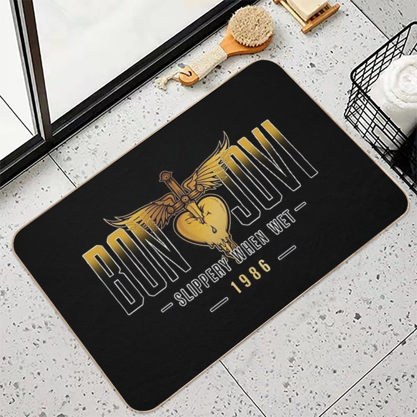 Slippery When Wet A Rock Classic  Easy To Clean Bath Mat