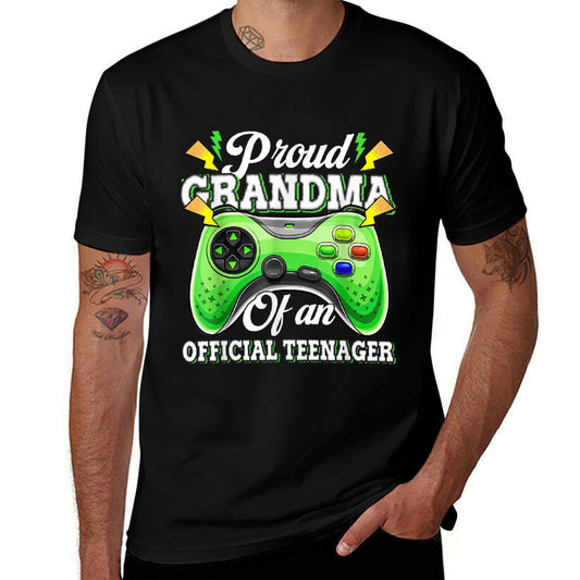 Proud Grandma Of Officialnager 13th Birthday Video Gamer  Heathered Texture T-Shirt