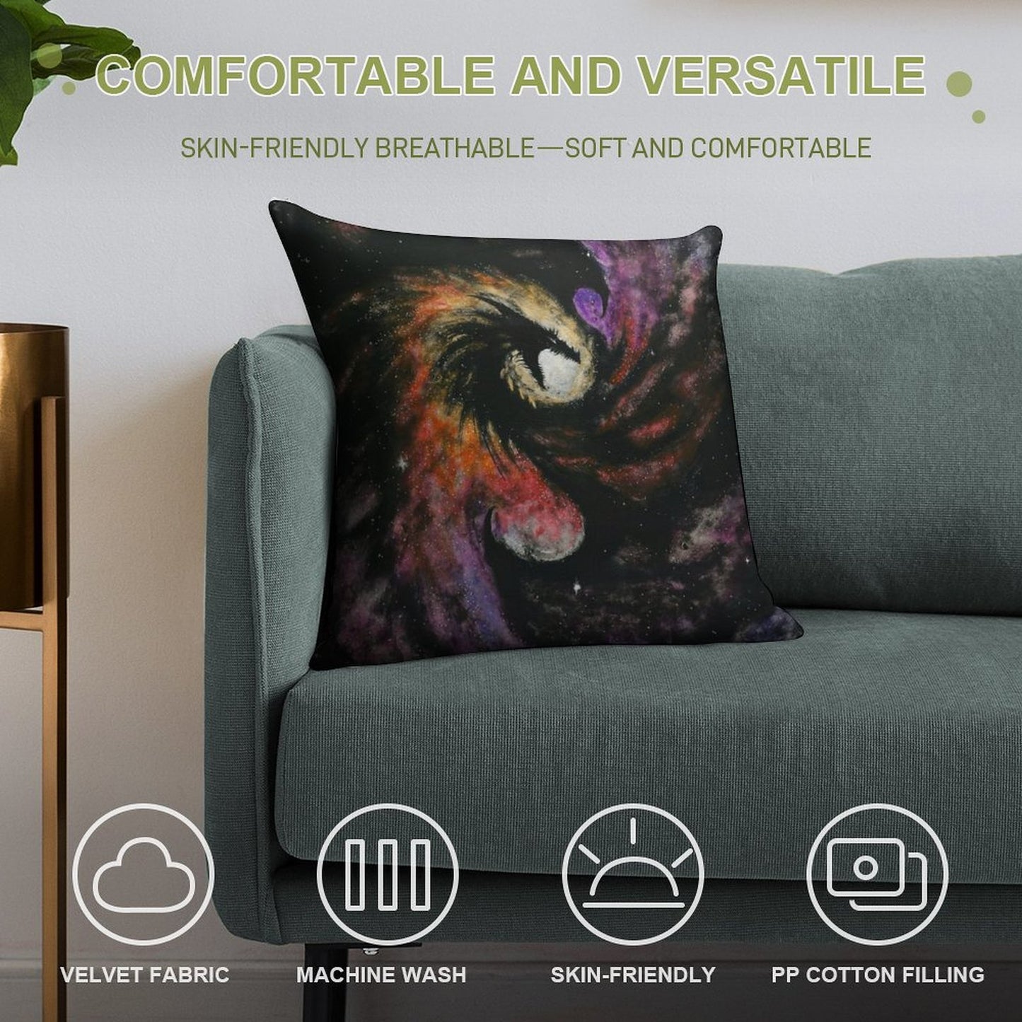 Dragon Galaxy Soft Bedroom Essential Throw Pillow