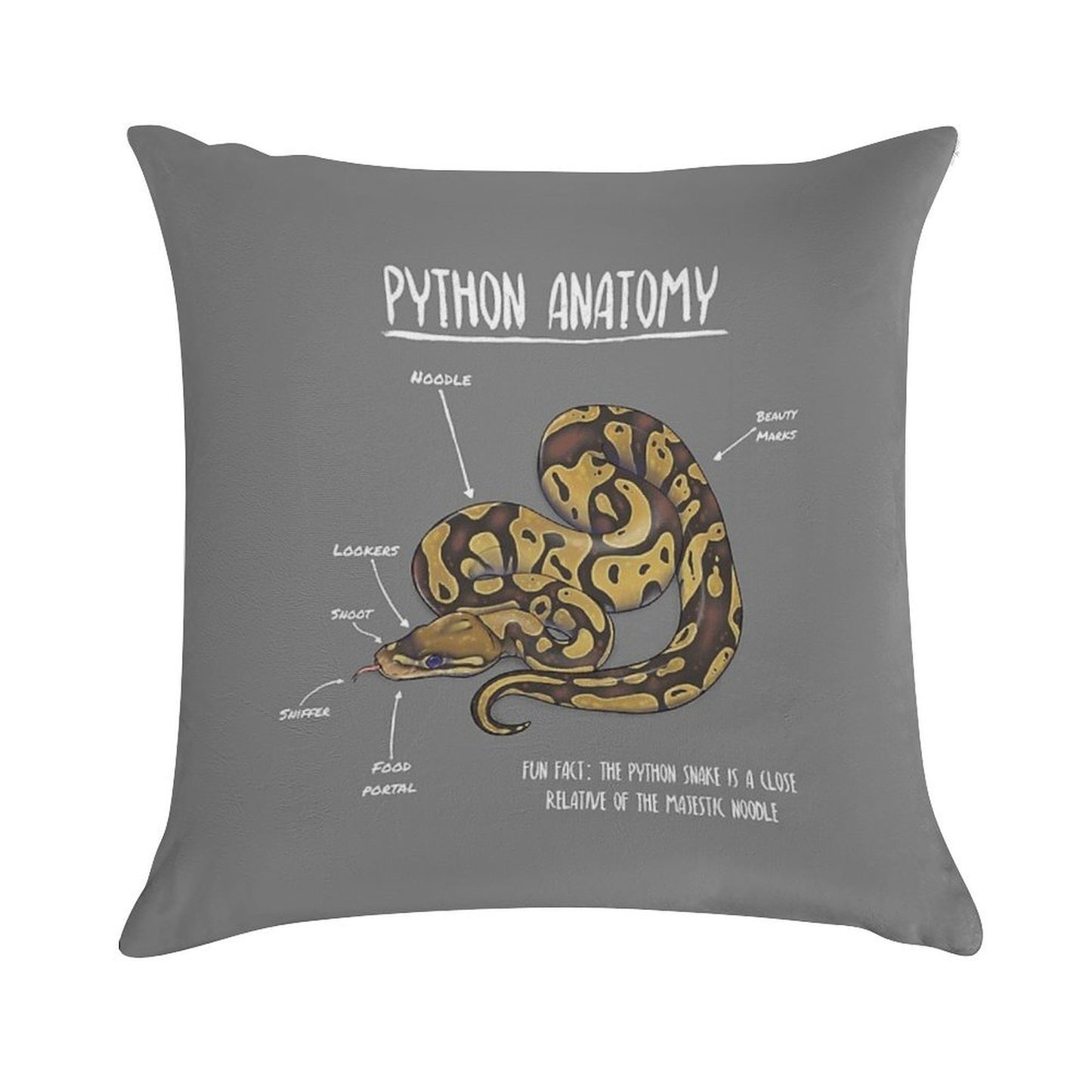 Python Anatomy Soft Hidden Zipper Throw Pillow