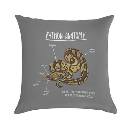 Python Anatomy Soft Hidden Zipper Throw Pillow