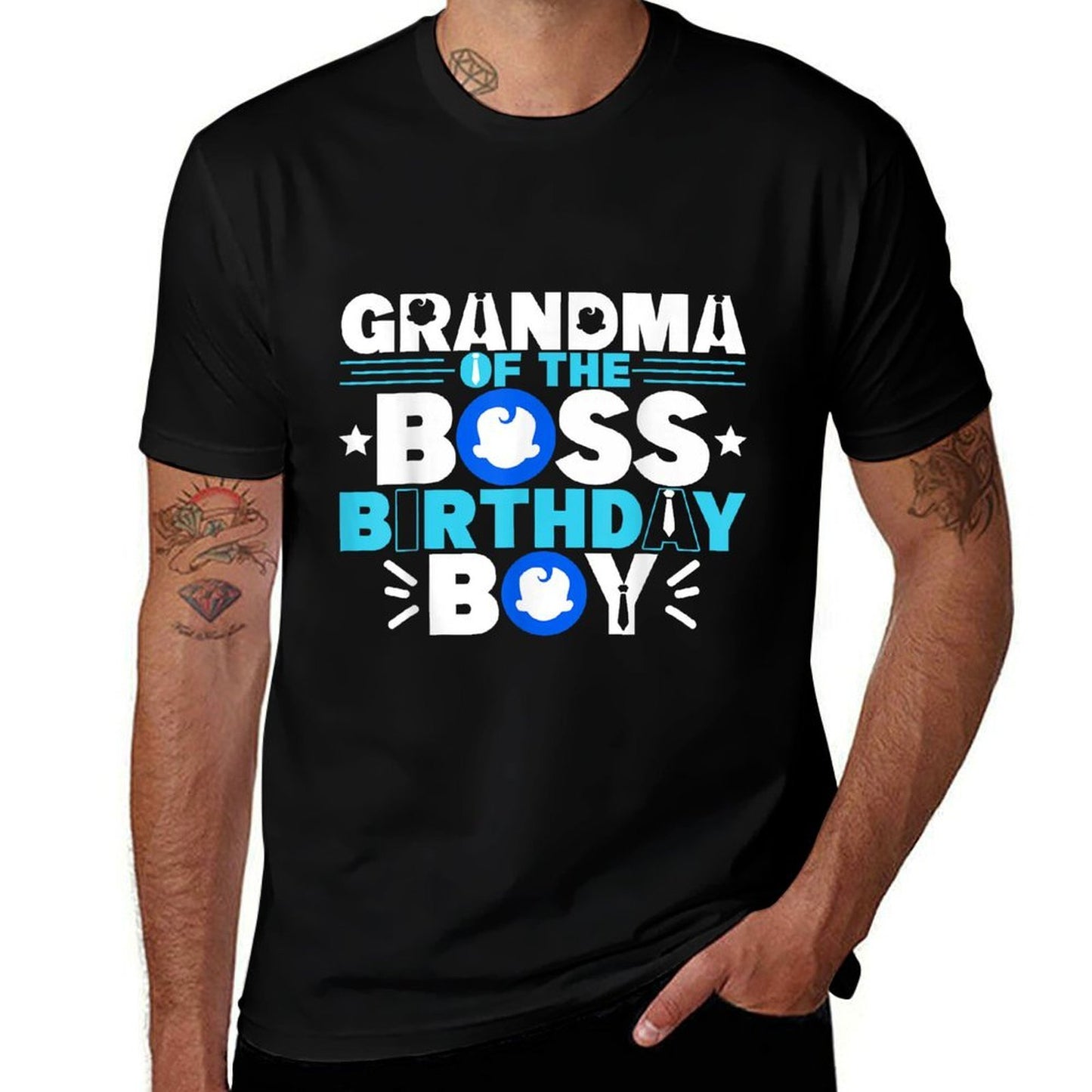 Grandma Of The Boss Birthday Boy Baby Decor Family Matching  Stretchy T-Shirt