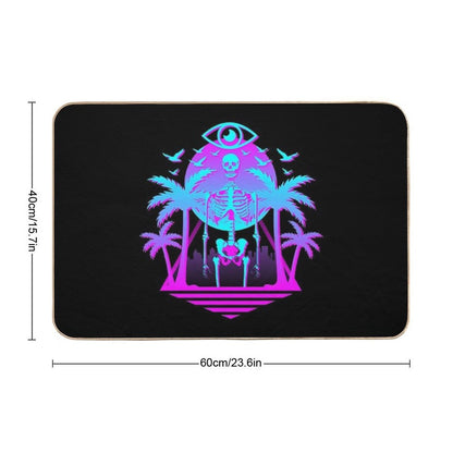 Radical Retro 80's Skeleton  Toxin-Free Bath Mat