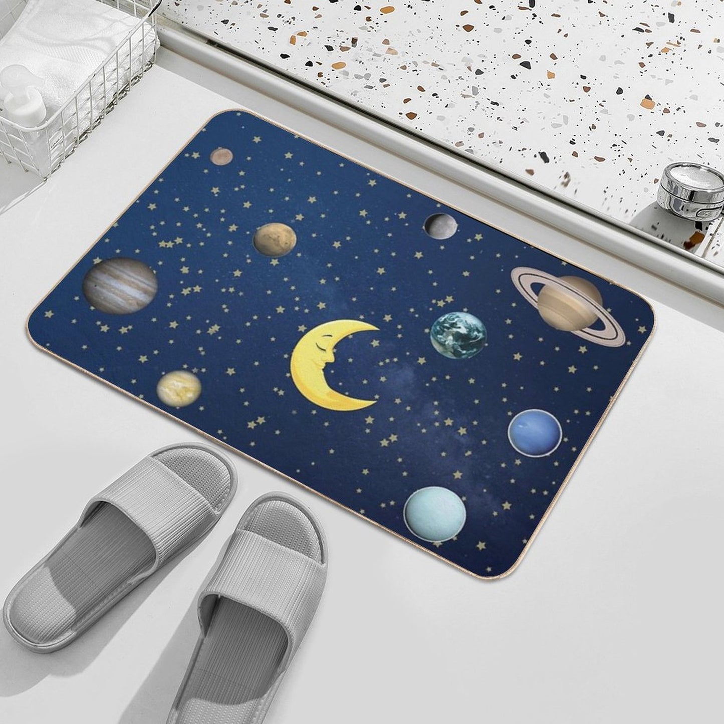 Cosmos with Planets And Stars Durable Bath Mat