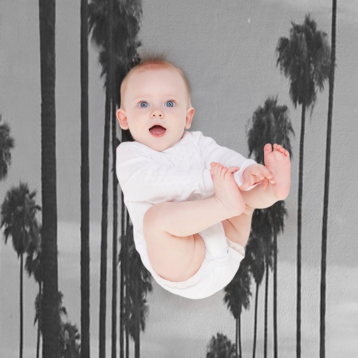 Vintage Black & White California Palm Trees Photo Durable Throw Blanket