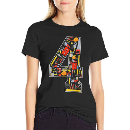 4th Birthday Construction Building Tools Kids 4 Year Old  Odor-resistant T-Shirt