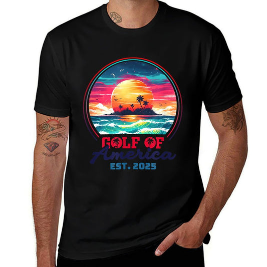 Funny USA America Shirt Gulf Of Us America Est 2025 Ribbed Collar T-Shirt