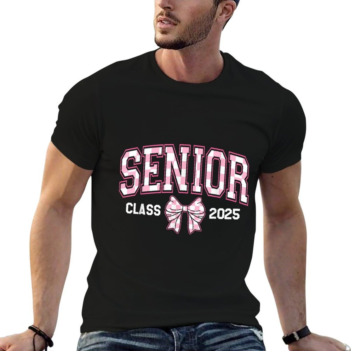 Cute Senior Class Of 2025 Checkered Bow Senior 25 Graduation  Odor-resistant T-Shirt
