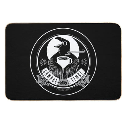 Cawfee Time Crow in White by Sabtastic  Anti-Trip Bath Mat
