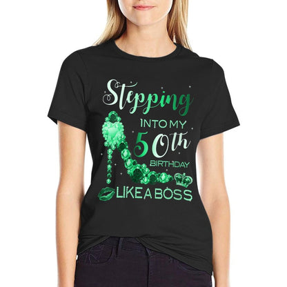 Womens 50th Birthday Women Emerald Birthstone May Gift  Stretchy T-Shirt