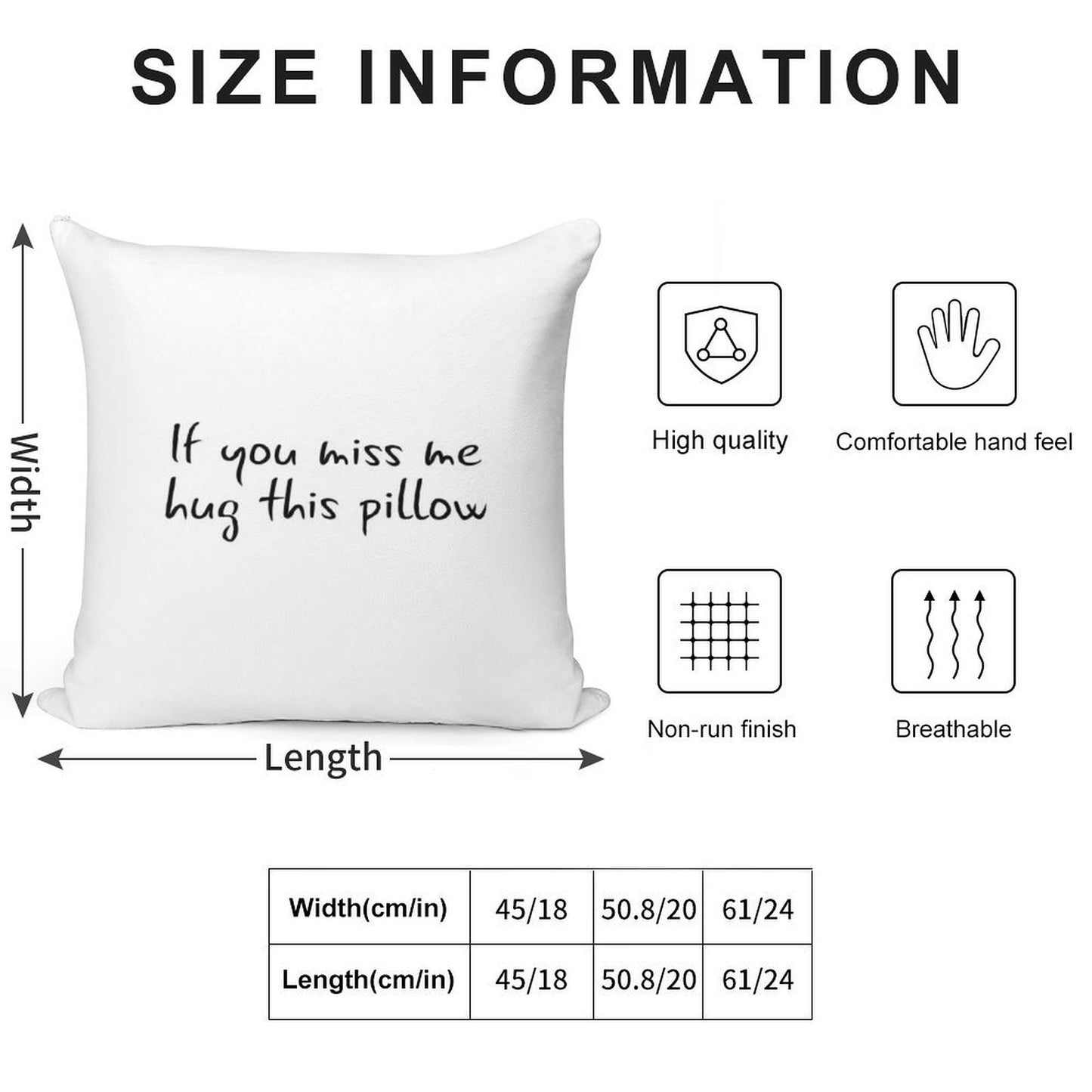 Long Distance Relationship If You Miss Me Hug This Pillow Soft Anti-Pilling Throw Pillow