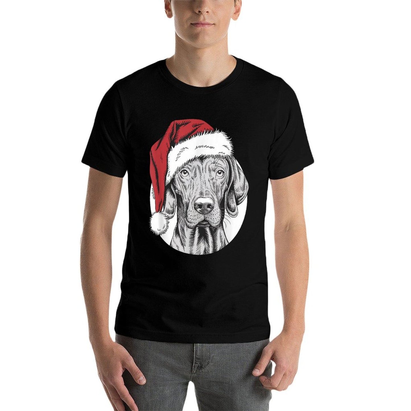 Joyful Vizsla Santa Dog on Vizsla Christmas Men Women Kids  Quick-drying T-Shirt