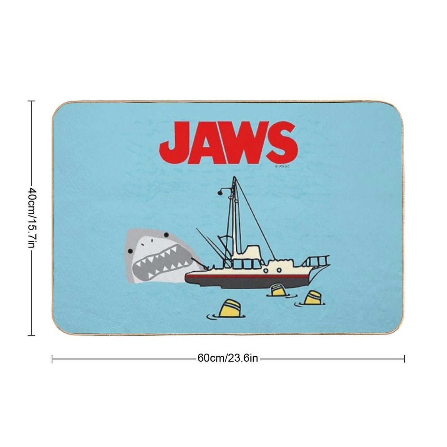 Jaws Movie Fan Art , Shark Beside Boat , Gonna Need A Bigger Boat  Slip-Resistant Bath Mat
