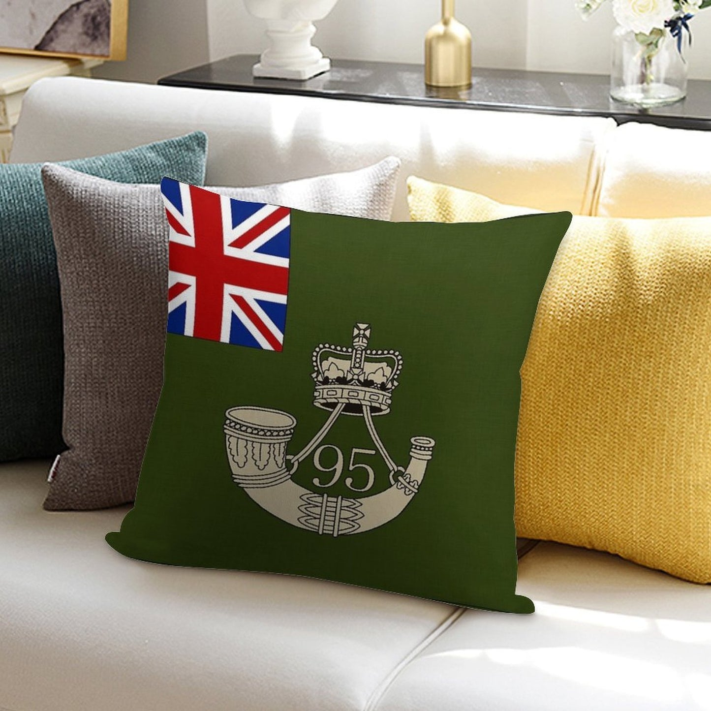 Napoleonic British Flag of The 95th Rifles Soft Luxury Feel Throw Pillow