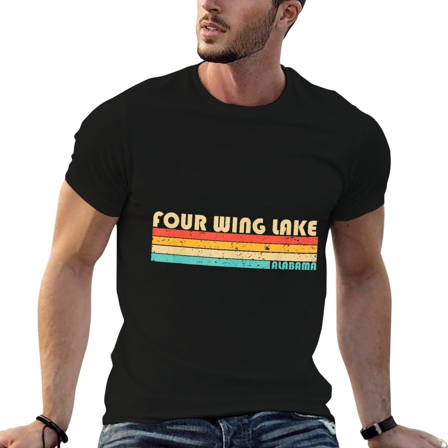 FOUR WING LAKE ALABAMA Funny Fishing Camping Summer  Summer-ready Fabric T-Shirt