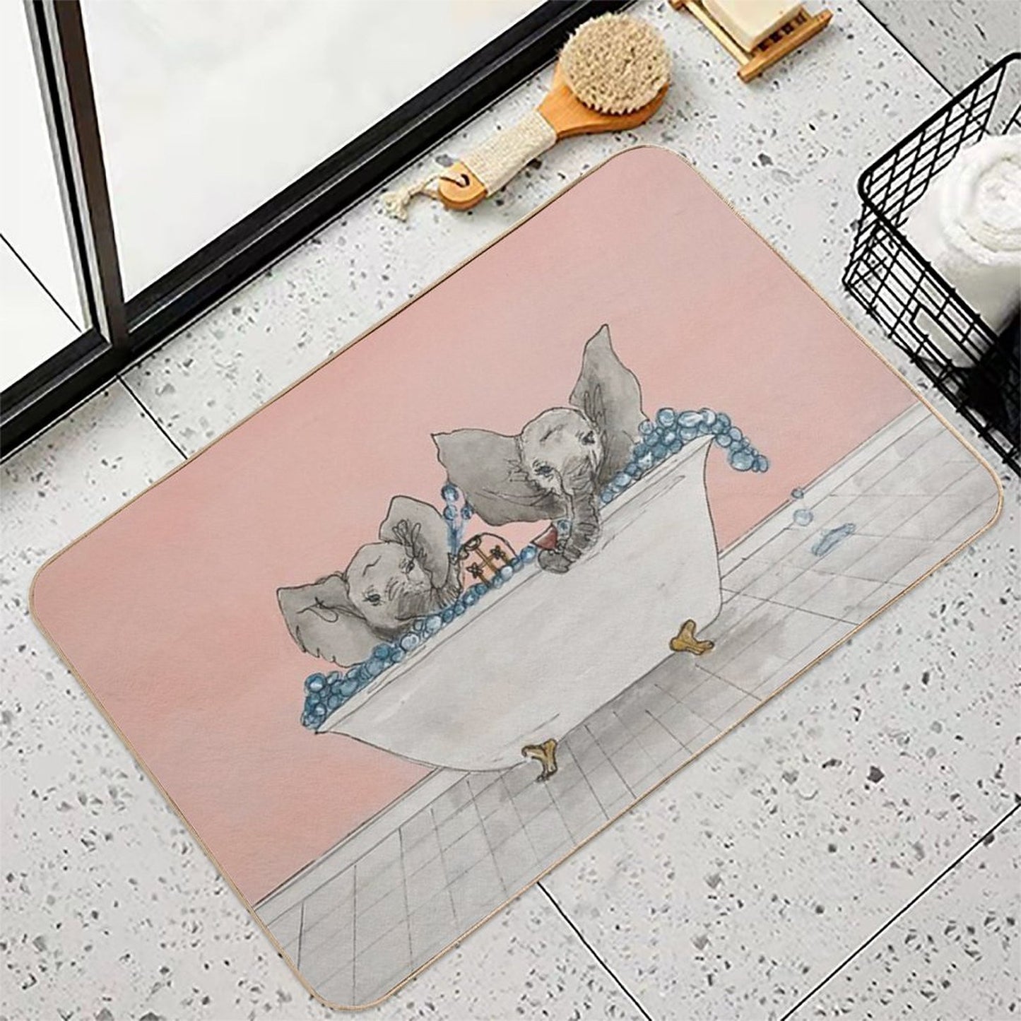 Elephants in A Tub  Versatile Bath Mat