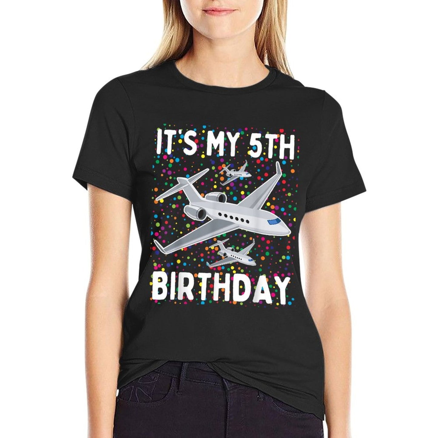 It's My 5th Birthday Airplane 5 Year Old Birthday Boy Girl Comfortable T-Shirt