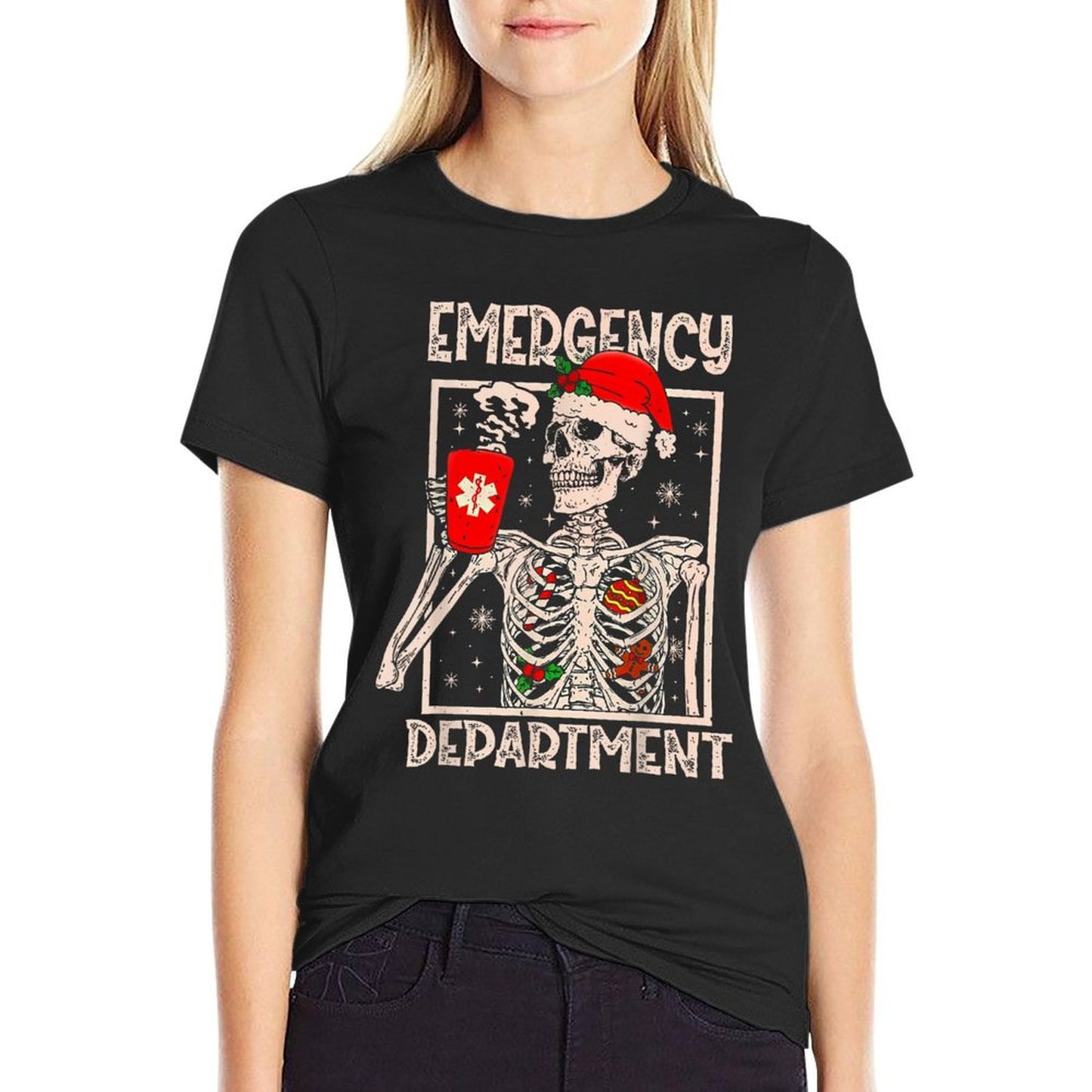 Emergency Department Skeleton Coffee ER Nurse Christmas  Moisture-wicking T-Shirt