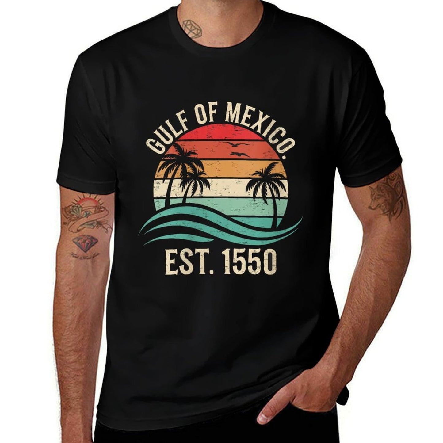 Womens Retro Vintage Beach The Gulf of Mexico Women Men Est 1550  Breathable T-Shirt