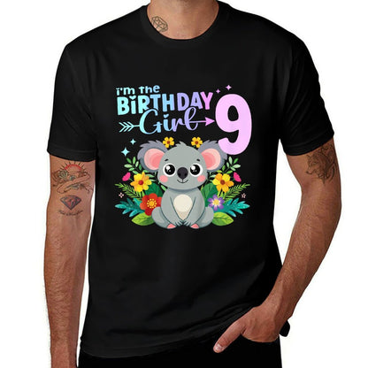 Kids 9th Birthday Girl Koala Bear 9 Years Old Nine 9 Birthday  Easy-care T-Shirt