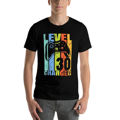 Level 30 Charged Birthday Decor For 30 Year Video Gamer  Lightweight T-Shirt