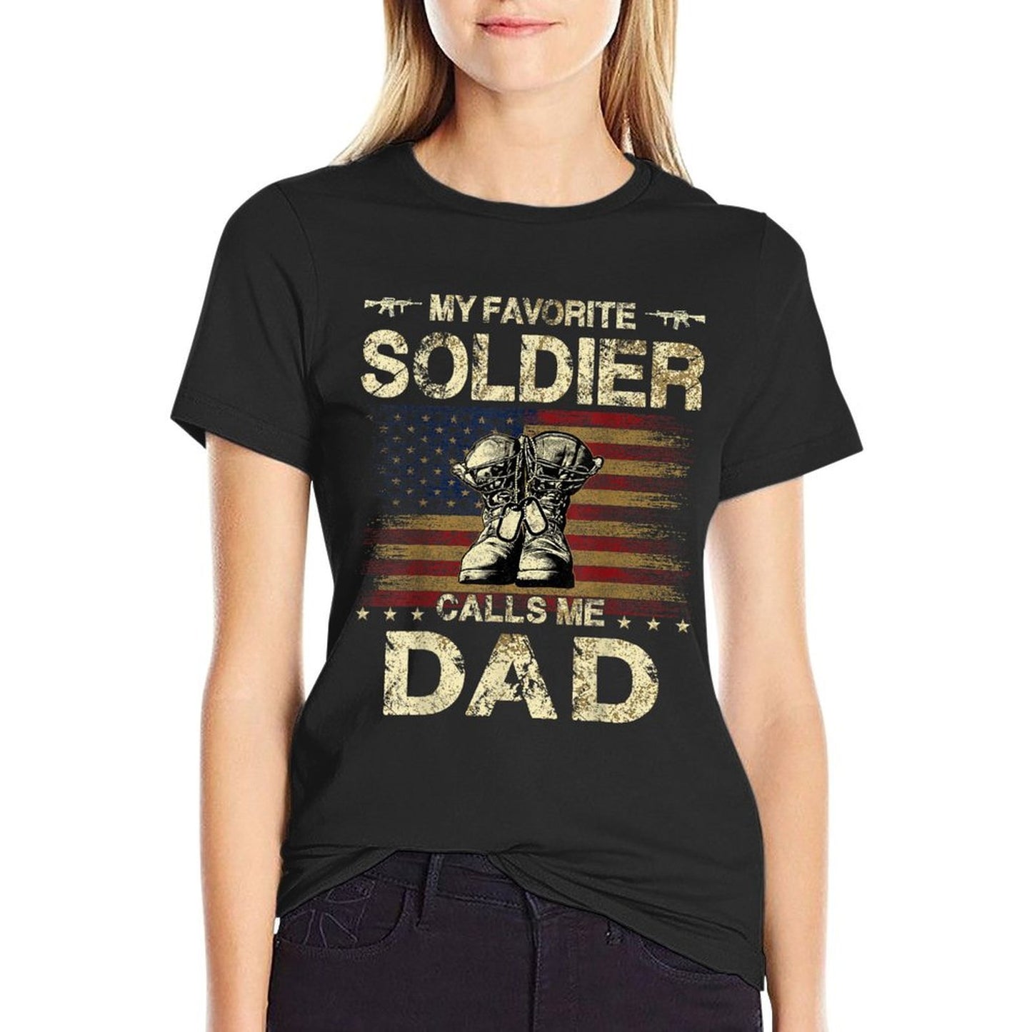 My Favorite Solider Calls Me Dad  Proud Army Dad  Trendy Pattern T-Shirt