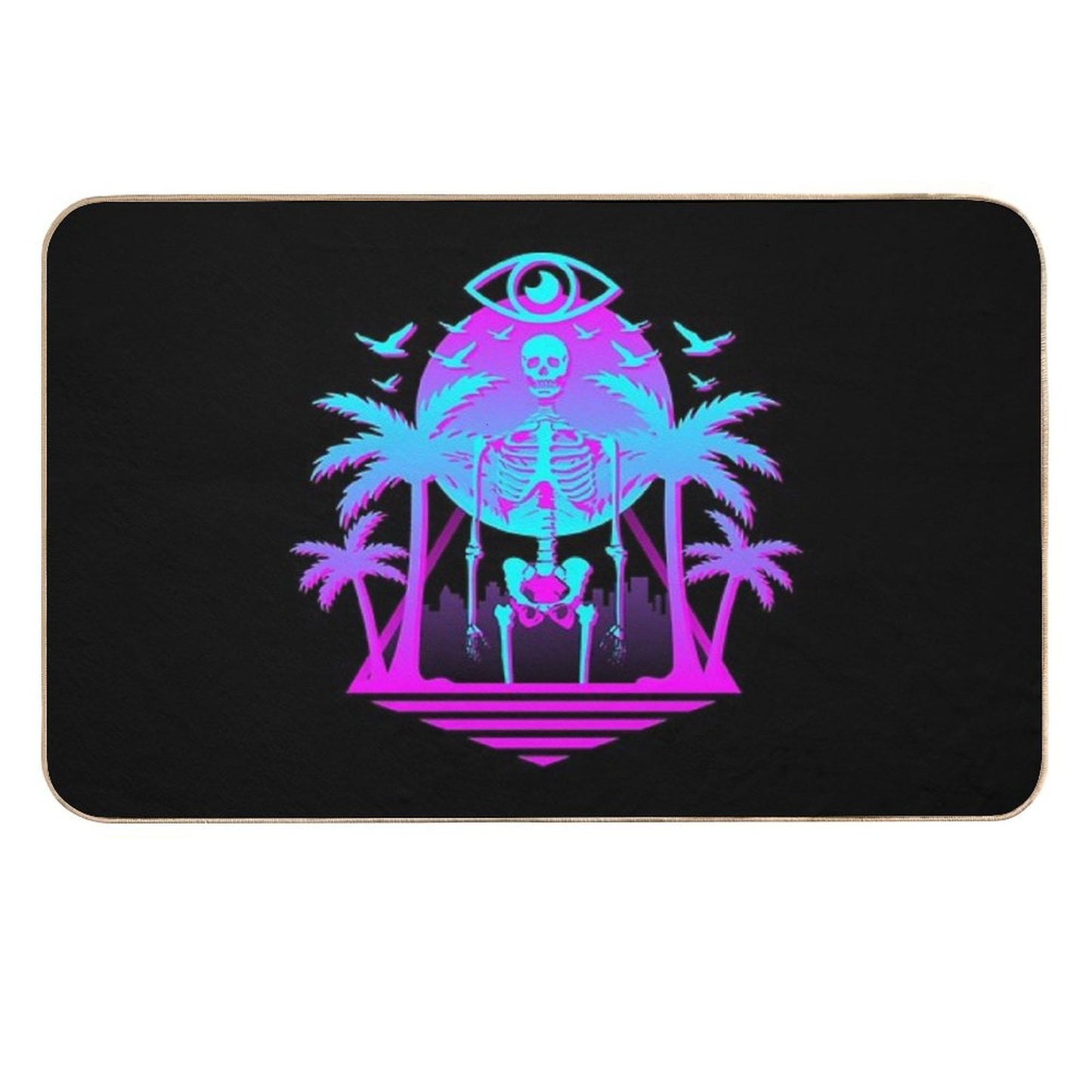 Radical Retro 80's Skeleton  Toxin-Free Bath Mat