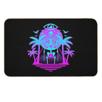 Radical Retro 80's Skeleton  Toxin-Free Bath Mat