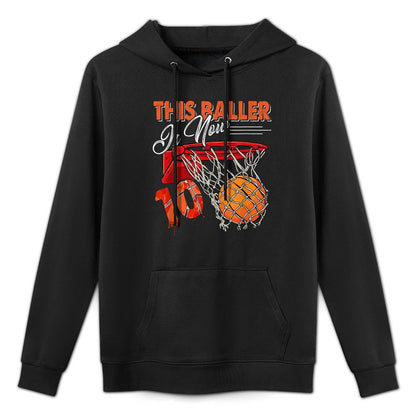 10th Birthday Basketball Funny 10 Years Old Kids Gift Breathable Fabric Hoodie