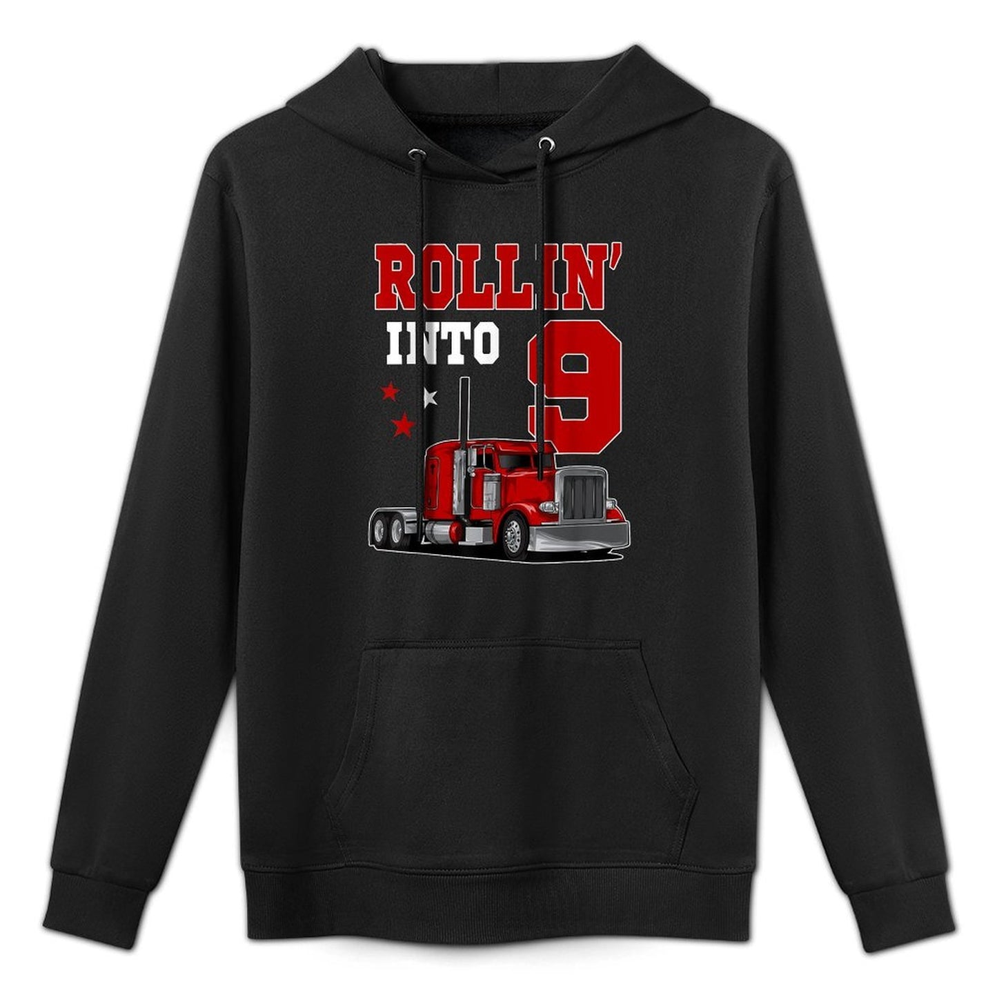 Rollin' Into 9th Bday Semi Trailer Truck Theme 9 Year Old Moisture-Wicking Hoodie
