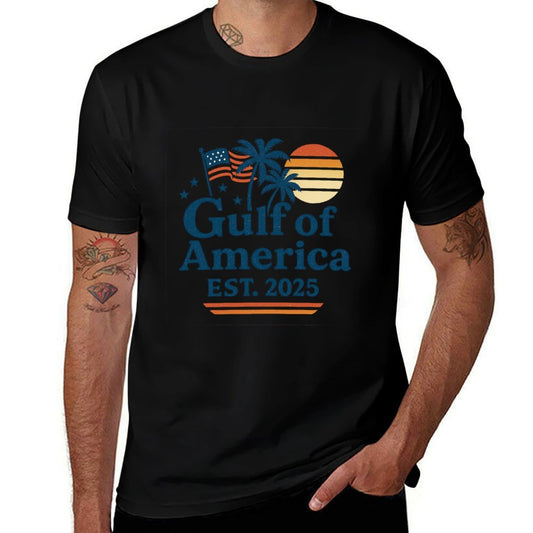 Gulf of US Patriotic Vintage America Design Polyester Blend T-Shirt