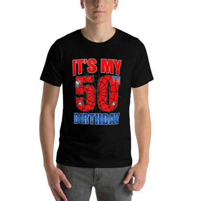Spider Web 50 Years Old It's My 50th Birthday Boy Party  Oversized Silhouette T-Shirt