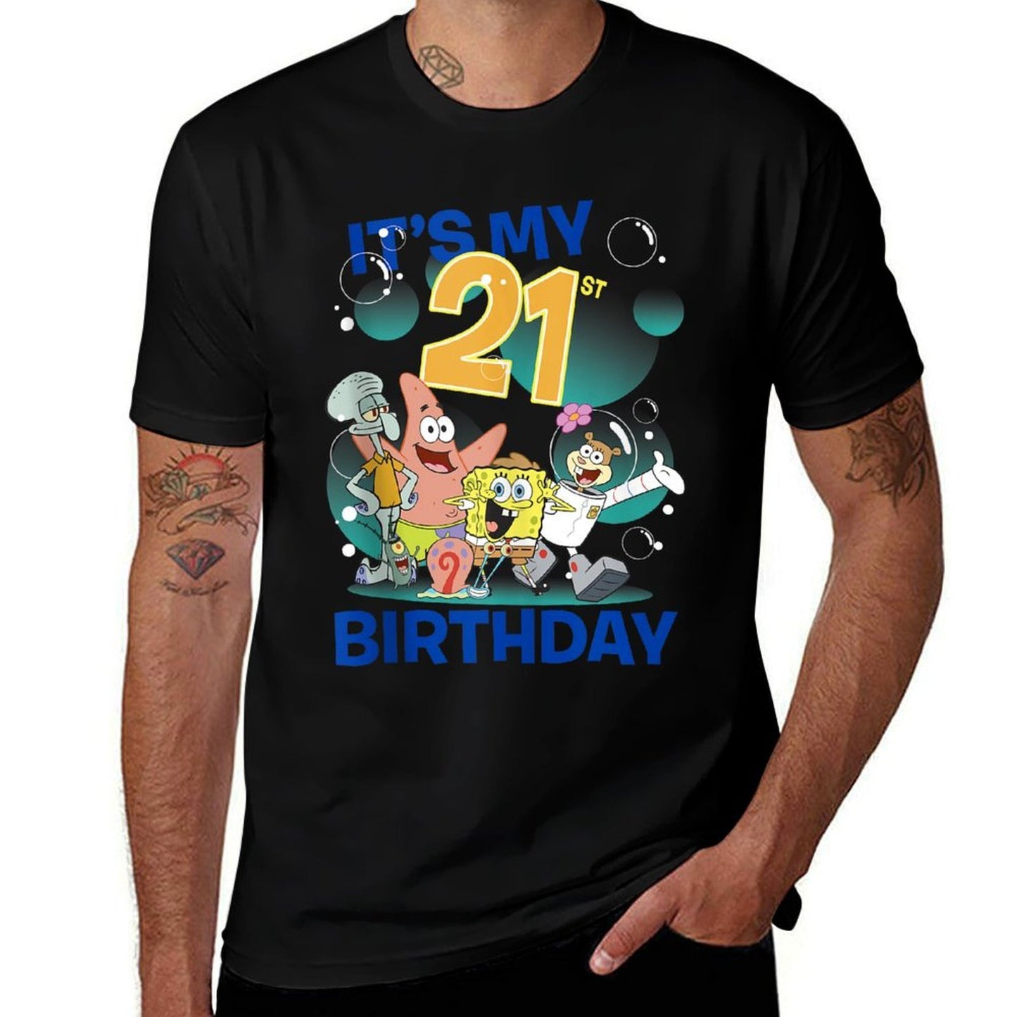 SpongeBob SquarePants It's My 21st Birthday Group Shot  Easy-care T-Shirt