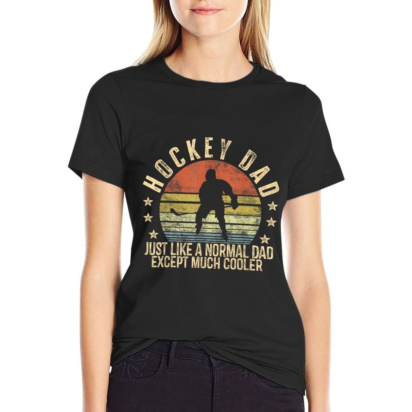 Hockey Dad Just Like A Normal Dad Except Much Cooler Player  Oversized Silhouette T-Shirt