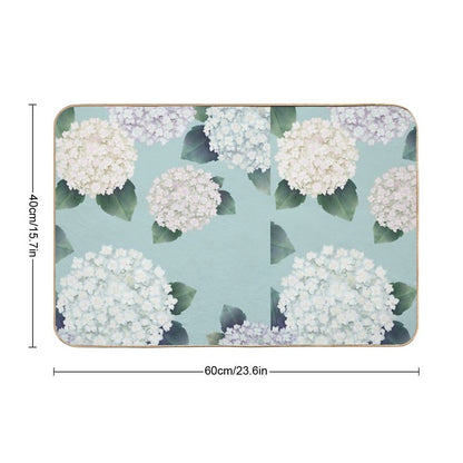Summer Day, Watercolor White Flower Art, Korean Design  Fade-Resistant Bath Mat
