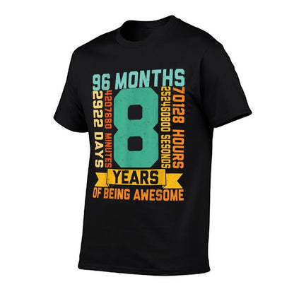 8 Years Of Being Awesome Math Lover Kids 8th Birthday Party  Summer-ready Fabric T-Shirt