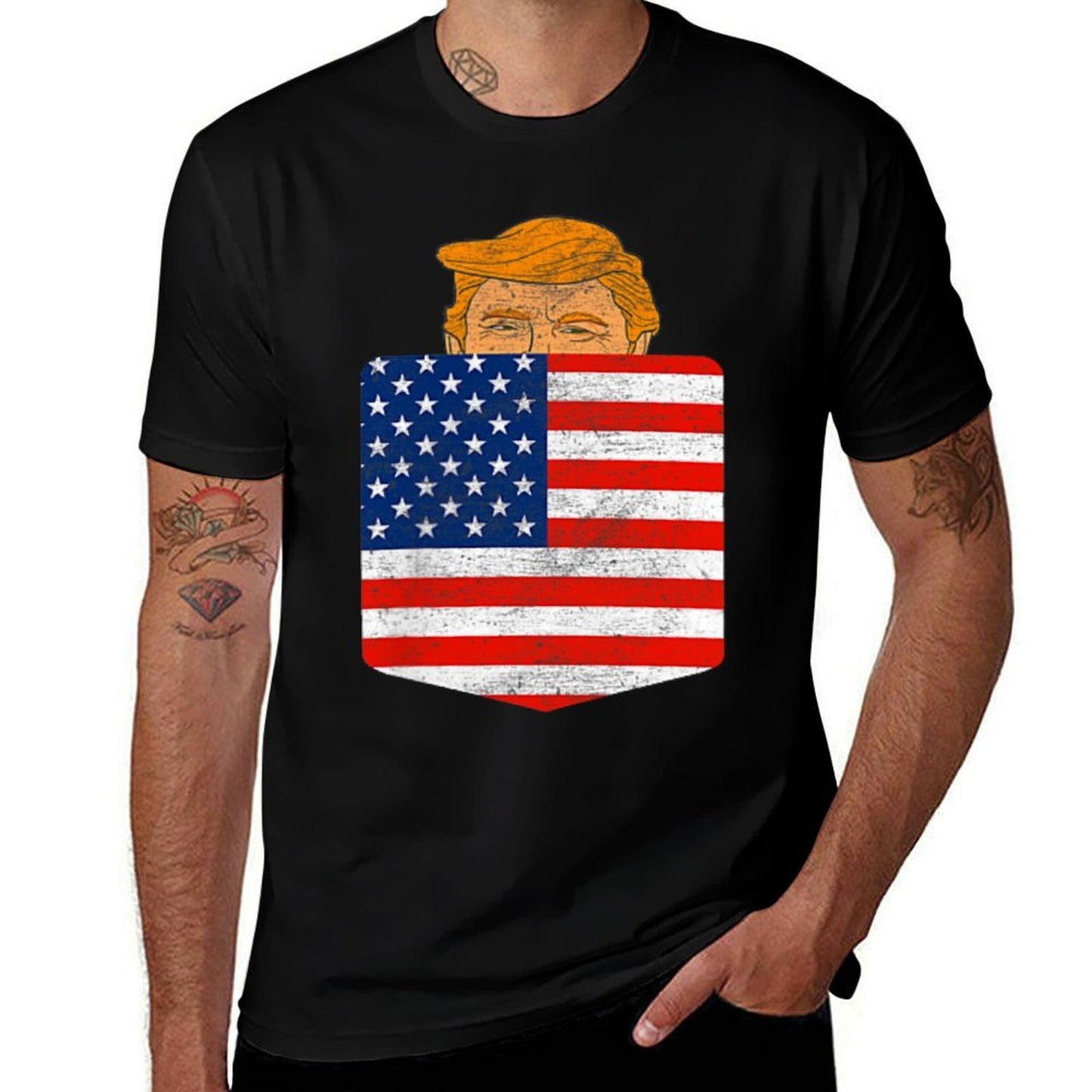 Trump In Your Pocket USA Election Trump For 2024 4th Of July  Oversized Silhouette T-Shirt