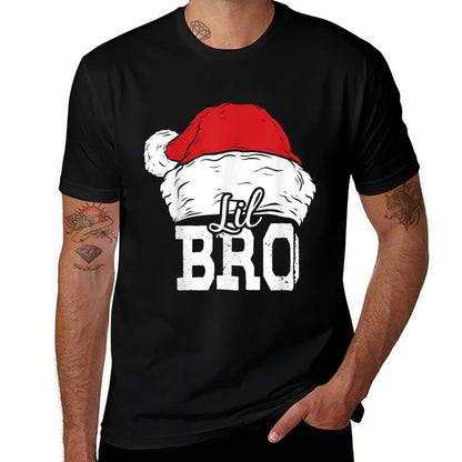 Lil Bro  Santa Hat Christmas Matching Family Pajama  Heathered Texture T-Shirt