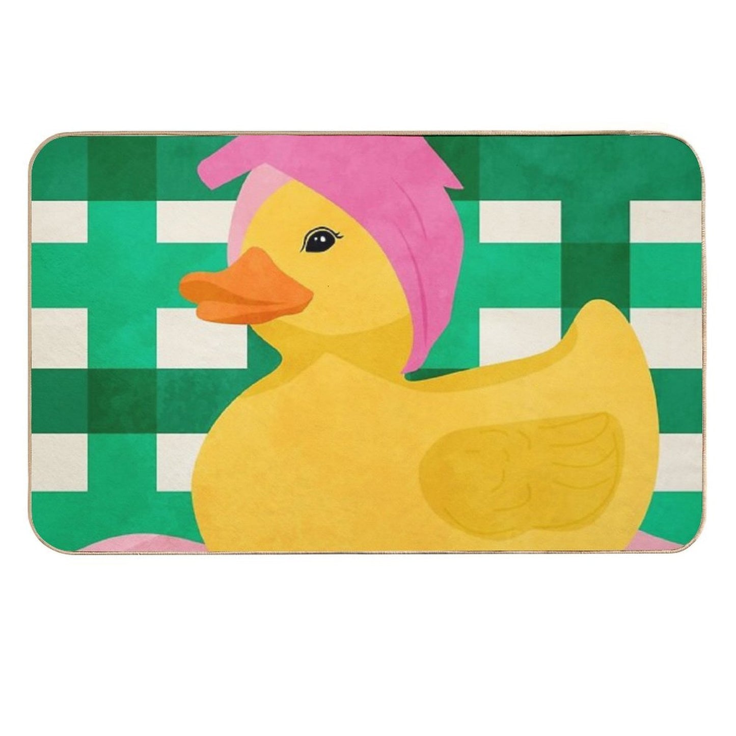 Spa Day, Towel-Wrapped Duck, Self-Care Sunday Illustration, Pink Towel & Bubbles Poster, Pampered Duck Cozy Bath Time  Long-Lasting Bath Mat