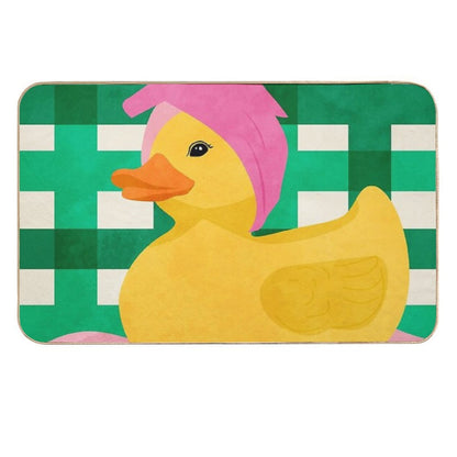 Spa Day, Towel-Wrapped Duck, Self-Care Sunday Illustration, Pink Towel & Bubbles Poster, Pampered Duck Cozy Bath Time  Long-Lasting Bath Mat