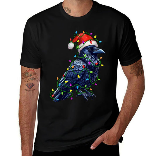 Raven Santa Christmas Tree Lighting Xmas Funny  Graphic-printed T-Shirt