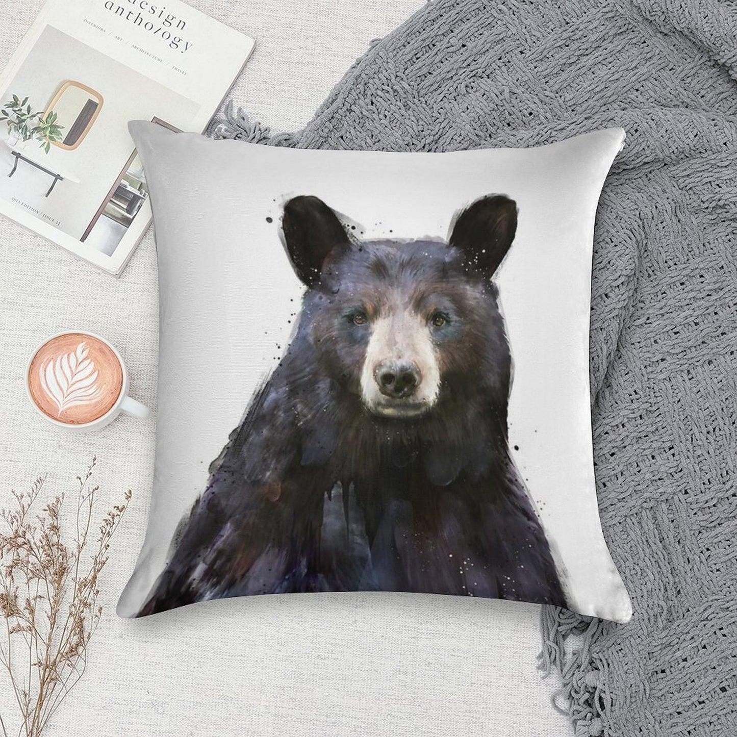 Black Bear Soft Style Accent Throw Pillow