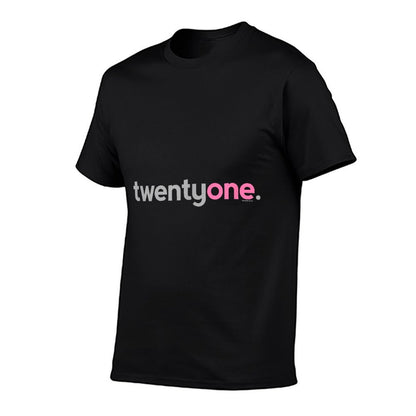21st Birthday Gift Idea for Her Women  Pink Twentyone  Rolled Sleeves T-Shirt