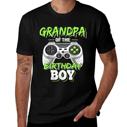 Grandpa of The Birthday Boy Matching Video Game Birthday  Cotton T-Shirt