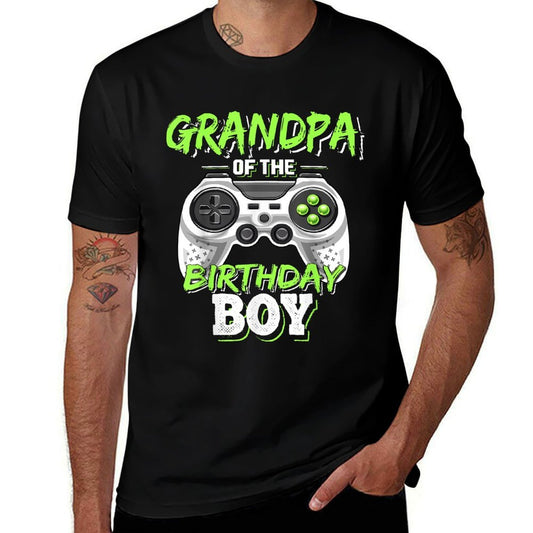 Grandpa of The Birthday Boy Matching Video Game Birthday  Cotton T-Shirt